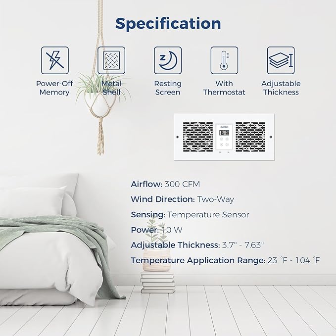 ALORAIR Room to Room Fan with Remote Control, 300CFM Through Wall Ventilation Fan with Dual Fans, Temperature Control, for Kitchen, Laundry, Room, RTR300CV