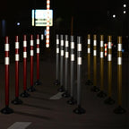8 Pack Traffic Delineator Post Cones, High Visibility 3M Reflective Tapes, Flexible Spring Post with Detachable Base, for Highway Road Safety, Garage, Parking Lot (White, 48")