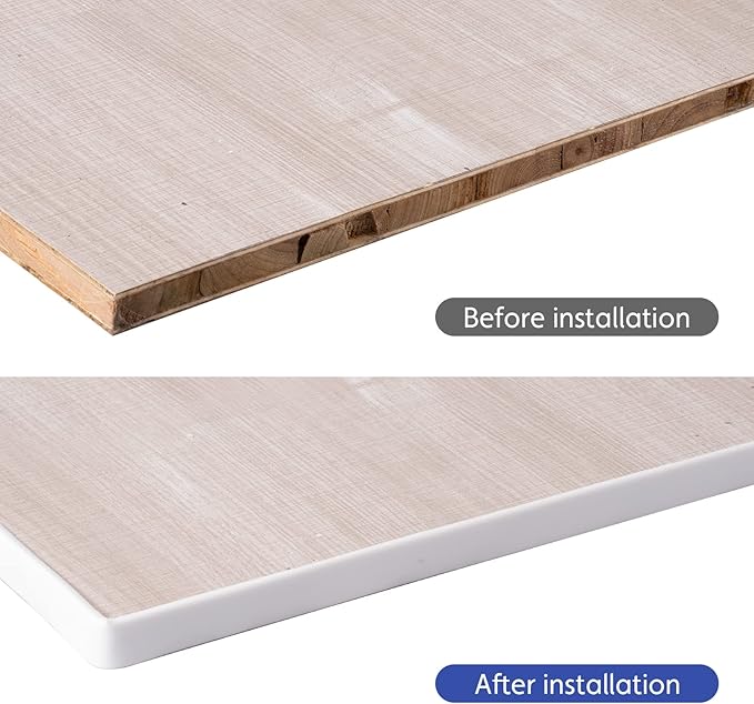 U-Shape Edge Banding, 9.8 ft TPE Self Adhesive Veneer Edging Trim Flexible Edge Protector, Furniture Edge Strip for Countertop Table Cabinets Shelves Restoration (White, 3m×20mm)