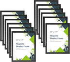 Relx 12 Pack Magnetic Sign Holder 11 x 17 Wall Mount, Self Adhesive Frames for Walls, Clear PVC Magnetic Picture Frame with Magnet Strip Border for Office, Home, Store, Restaurant Display