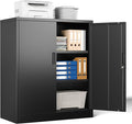 Metal Storage Cabinet, 36 Inch Tall Metal Storage Cabinet with Doors and Shelves, Pantry Cabinets for Kitchen Storage, Garage Cabinet for Living, Dining Room, Assemble Required.