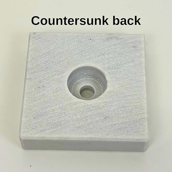 Genuine Marble Trophy Base – Polished Beveled Display Stand with Center Hole, 3/4" Thick, Multiple Sizes for Awards, Crafts & 3D Prints (White Marble, 3x3 inch)
