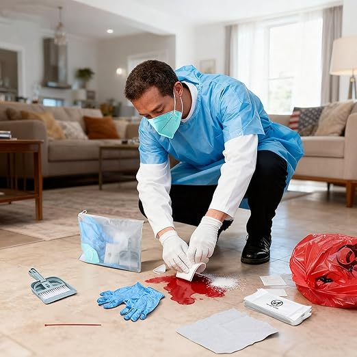 39 Pcs 2 Pack Bodily Fluid Clean up Pack Vomit Spill Cleaning Kit with Absorbent Powder Gloves Bags Tools for Restaurant Office Retirement Home