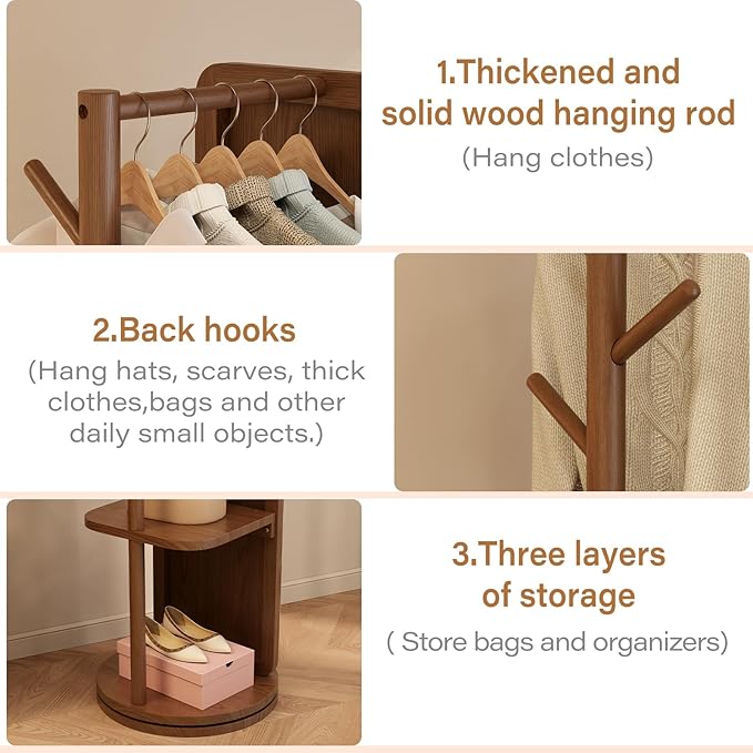WoodsWhisper Full Length Mirror Coat Rack Solid Wood Floor Mirror 70"x16" Full Length Mirror with Stand Long Mirrors for Bedroom,Living Room