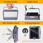 100W LED Rechargeable Work Light, 6000mAh Portable Solar Floodlight with 5 Light Modes, 10,000 Lumens Security Lights, IP66 Waterproof for Camping, Power Outages, Emergency, Hiking, Car Repairing