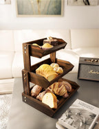 HOLANA Acacia 3 Tier Fruit Basket for Counter – Wooden Fruit Bowl for Kitchen Counter Organizer, Vegetable & Produce Storage, Wooden Basket & Snack Organizer for Countertop Storage (Walnut)