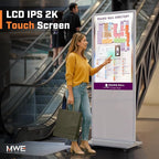 MWE 37 Inch Touchscreen Kiosk, Indoor Floor Standing Digital Signage Displays, LCD Screen Advertising Display Totem, Interactive Display Poster Android System with Auto Media Player-White