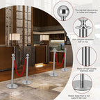 6Pack Silver Stanchion Post, 5 ft Red Velvet Rope Red Carpet Ropes and Poles, Stainless Steel Stanchions for Grand Opening Casino Theme Party Decorations Crowd Control Barriers