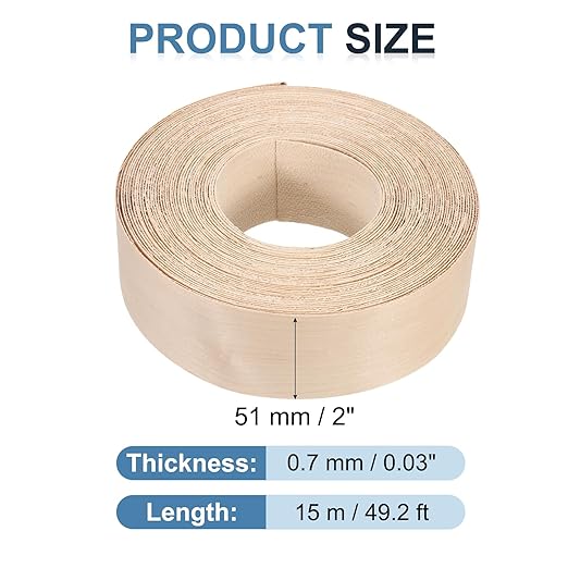 PATIKIL Maple Edge Banding, 2 Inch x 49.2 ft Wood Veneer Tape Pre-glued Flexible Plywood Edge Banding with Hot Melt Adhesive for Furniture Restoration