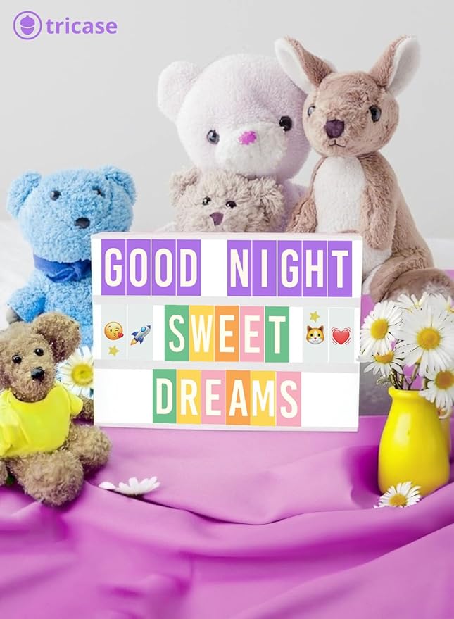 Purple Cinema Light Box with 312 Letters, Emojis & 3 Markers - Led Light Box Sign for Home & Purple Bedroom Decor for Girls - Light Up Letter Board - Best Gift Idea for Girls on Christmas