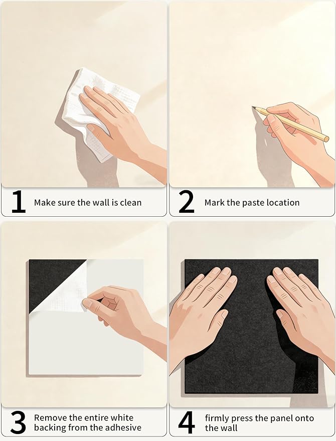 Large Felt Bulletin Board 35x47 Inch, 12pcs Peel and Stick Felt Wall Tiles Modern Push Pin Board for Wall Organization