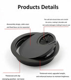 3 Pcs Satin Nickel Metal Cable Grommet, Zinc Alloy Desk Table Grommet Cable Cord Hole Cover for Home and Office, Fits 2inchs Hole 50MM Black