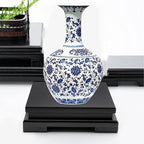 MDEOOSKY Wooden Display Stand Square Wood Display Base Display Risers Square Vase Riser Teapot Aquarium Lamp Base Home Decoration 6.7" W x 6.7" D x 1.7" H (Black)
