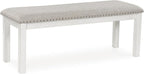 Signature Design by Ashley Robbinsdale Large Upholstered 48" W Dining Bench, Light Gray & White