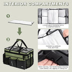 Large Cleaning Caddy Bag with Built-In Support Board, Cleaning Tote Organizer with Removable Divider, Supply Carryall with Adjustable Shoulder Strap and Waist Belt for Cleaners & Housekeeper