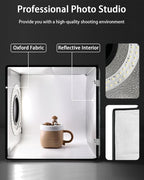 DUCLUS Light Box Photography, Portable Photo Studio Booth Box, 10" x 10" Professional Mini Shooting Tents with 104 LED Lights Dimmable, 6 Backdrops for Small Product: Jewelry, Miniature Models etc.