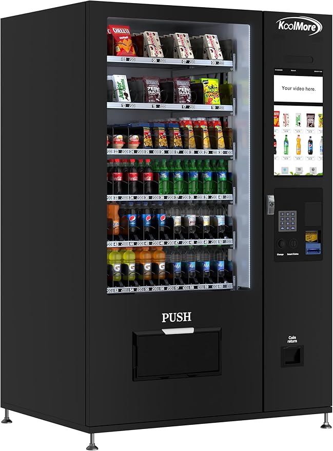 KoolMore Refrigerated Snack Vending Machine with 60 Slots and 22 Inch Touch Screen with Bill Acceptor in Black (KM-VMRT-50-B)