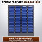 100 Drawer Nut and Bolt Organizer, 21" L X 9" W X 25" H Part Cabinet Bolt and Nut Tool Storage, SPCC Material Bolt Organizer Storage with Shelf and Label for Shop (40 Drawers)