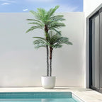 9ft Tall UV Resistant Faux Palm Tree, 108in Artificial Palm Tree Indoor Outdoor, Fake Tree with Real Bark and Realistic Leaves and for Home House Office Living Room Bedroom Yard Patio.