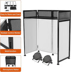 DJ Booth DJ Facade Table Station 82.7x44inch DJ Facade Booth Adjustable Height DJ Stand Foldable Metal Frame DJ Booth Panel DJ Controller Stand with 2LED 7Color Lights 2Scrims and Carrying Bag