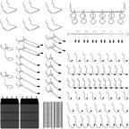 136PCS Metal Pegboard Hooks Organizer Kit for Organizing Various Tools - Heavy Duty 1/4" & 1/8" Pegboard Accessories with Pegboard Bins, Wall Mount Tool Storage for Garage, Workshop & Kitchen