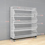 Commercial Supermarket Display Cart - 5-Tier Industrial Slanted Rolling Shelves Metal Storage Rack for Retail Store, Warehouse & Home Use, 66LBs/Tier Tool-Free Setup