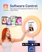 HARZHI Portable Photo Booth Compatible with Ipad, Large Lightbox Ipad Photo Booth for Christmas Wedding Party Provide ChackTok Software APP VIP, Free Custome Logo, Flight Case White
