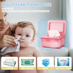 Wipes Dispenser, One-Handed Operation Wipe Holder for Baby & Adult, Seal-Designed Wipes Container for Bathroom Keep Diaper Wipes Fresh (Pink)