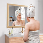 Amorho Bathroom Mirror 40" X30", HD Reflection Metal Framed Mirror for Wall, Anti-Rust, Hang Horizontally/Vertically, Suitable for Bedroom, Farmhouse, Bathroom, entryway (Oak Wood Grain)