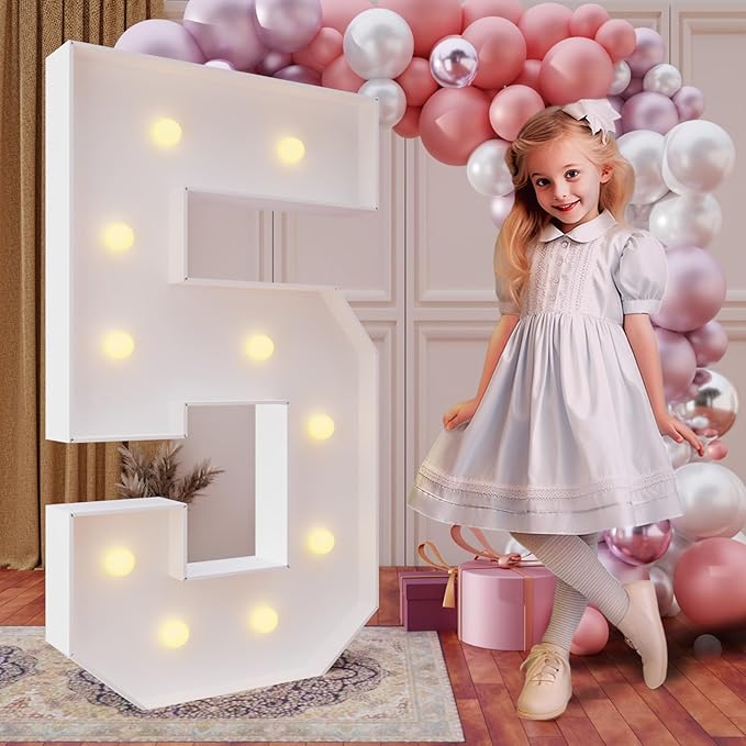 imprsv 4FT Marquee Numbers,DIY Light Up Numbers for 50th Birthday Decorations, Party Party Decorations,Anniversary Party Decor,Mosaic Number for Balloons Number 5,Pre-Cut Foam Board Kit