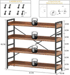 HCHQHS 4 Tier Bookshelf, Adjustable Industrial Bookcase, Vertical Tall Book Shelf, Wood and Black Metal Open Bookshelves for Home Office, Living Room, Bedroom