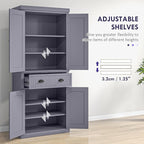 HOMCOM 72" Traditional Kitchen Pantry Cabinet, Freestanding Tall Storage Cabinet with 4 Doors, Drawer and 3 Adjustable Shelves for Dining Room, Navy Blue