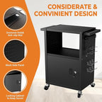 Mobile AV Cart with Push Handles, Heavy Duty Rolling Media Cart with Customized Pegboard & Hooks, Multipurpose Utility Cart with Extra Storage Space, 4 Outlets