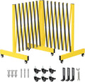 16.8FT Industrial Metal Expandable Barricade，Retractable Traffic Fence with Casters, 270 Degrees Folding Security Gate, Portable Barricade Gate for Construction Area, Traffic Control, Cordon