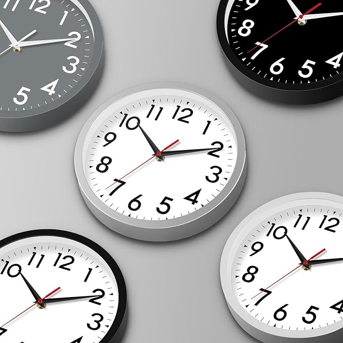 14 Inch Wall Clock Large Battery Operated Big Silent Non Ticking Analog Clock Decorative for Living Room Office Kitchen Outdoor Classroom Bedroom Bathroom School(Black)