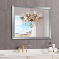 Amorho Bathroom Mirror Silver, 40x32 Inch Thick Metal Framed Wall Mirrors for Over Sink, Brushed Nickel Mirror Perfect for Bedroom, Living Room, Entryway, Rectangle (Horizontal/Vertical).