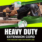 50ft Outdoor/Indoor Extension Cord 10/3 Gauge Ultra Heavy Duty 3 Prong SJTW, Waterproof, Flexible Cold-Resistant Long Power Cord,15A 125V 1875W, Green by LifeSupplyUSA