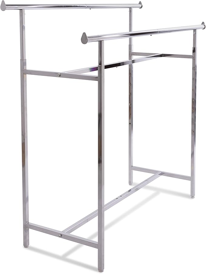 Econoco - Adjustable Double Bar Rectangular Hangrail Rack in Chrome