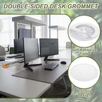 PATIKIL Desk Grommet 3-3/16", 4 Pcs Round Cable Grommet Cord Hole Cover with Adhesive Tape Flexible Table Wire Organizer for Office Home Table Countertop, White