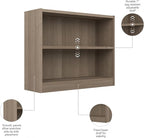 Bush Furniture Universal Small 2 Shelf Bookcase in Ash Gray, Low Storage and Display Bookshelf for Home Office or Living Room Organization