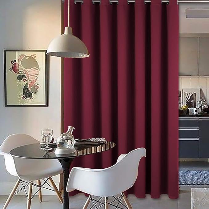 BGment Fashion Sliding Door Curtain 100 X 84 Inches, Wide Thermal Blackout Curtains Room Darkening Room Divider Window Curtain, 1 Panel, Burgundy Red, 84 Length X Wide 100