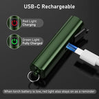 Blukar Rechargeable EDC Flashlight, Mini Keychain Flash Light with 3 Lighting Modes, Memory Function, Waterproof, Compact and Portable Pocket Light for Everyday Carry, Emergency,Camping-Dark Green