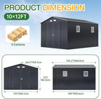 Breezz Outdoor Storage Shed 10 x 12 ft. Utility Tool Shed Metal Storage Garden Shed with Lockable Doors, Windows for Patio Storage, Nightblue