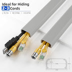 Delamu 142in Grey Cord Hider Cable Hider, Cord Covers for 2-3 Wires on Wall, Premium Wire Hiders Wire Covers for Cords on Wall, Easier Setup TV Cable Cover Management Kit, W0.94 H0.47in, Grey