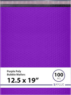 Purple 12.5x19.5 Inch Large Poly Bubble Mailers #6 | Padded Envelopes with Self Seal | Air Lined Cushioned Bubble Mailer | Usable Size 12.5x15 | 100 Pack Bulk | Lightweight shipping Bags