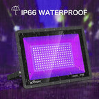 2 Pack 100W LED Black Light, Blacklight Flood Light with Plug and Switch, IP66 Waterproof Neon Glow for Party, Halloween, Fluorescent Poster, Body Paint, Aquarium