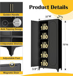 Kitchen Pantry Cabinet,75 Inch Black Metal Storage Cabinet with Door and Adjustable, Tall Pantry Cabinets for Kitchen Storage,Cupboard for Living Room,Dining Room and Bathroom