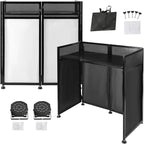 DJ Booth DJ Facade Table Station 82.7x44inch DJ Facade Booth Adjustable Height DJ Stand Foldable Metal Frame DJ Booth Panel DJ Controller Stand with 2LED 7Color Lights 2Scrims and Carrying Bag