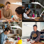 20" LED Desk Lamp with Clamp, 24W CCT Adjustable Dimmable Nail Light for Desk, 120 LEDs Metal Swivel Arm Daylight for for Nail Tech Task Home Office Reading Architect Craft, White