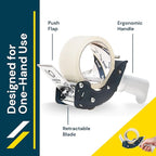 Excell RTS-82891 Low Noise Packing Tape Dispenser, Tape Gun Fit 2 Inch Wide Tape 3 Inch Core for Carton, Packaging and Box Sealing - 2Pack